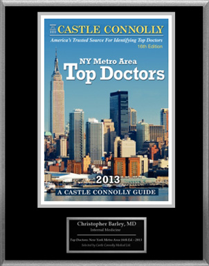 Dr. Barley Named A 2013 Top NY Metro Area Doctor By Castle Connolly